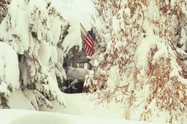 American Flag in Winter Blizzard - Copyright 2003-2008 William S. Frank